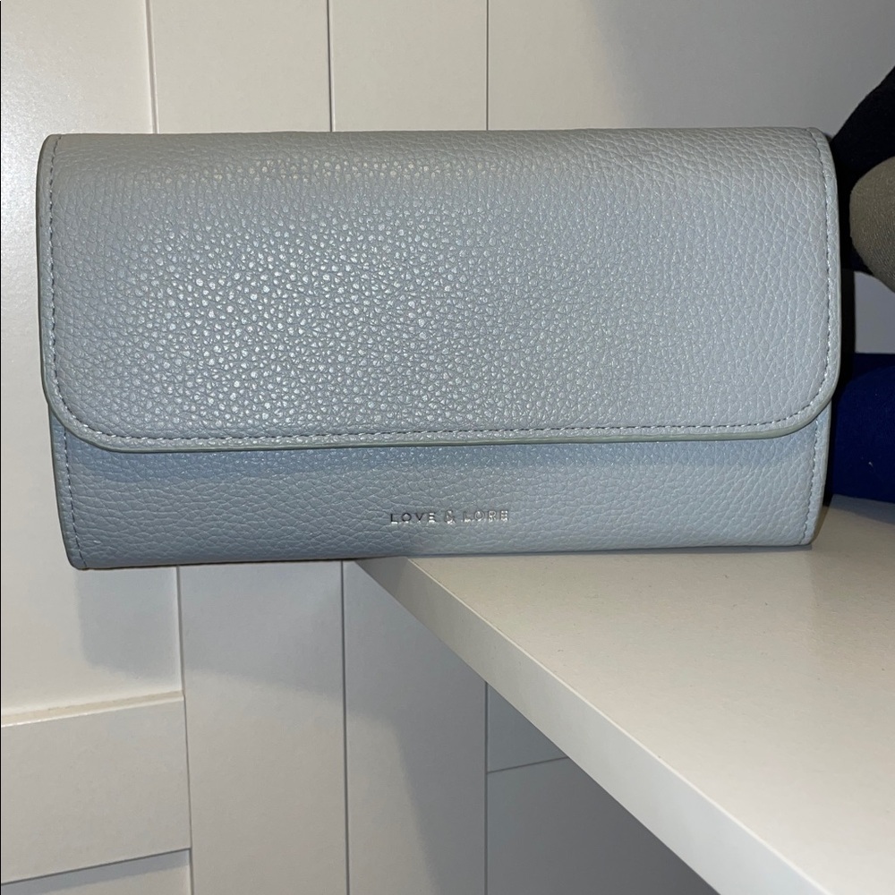 Light Blue Love and Lore Crossbody Wallet Bag